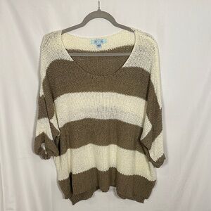 She + Sky Tan and Cream Striped Sweater